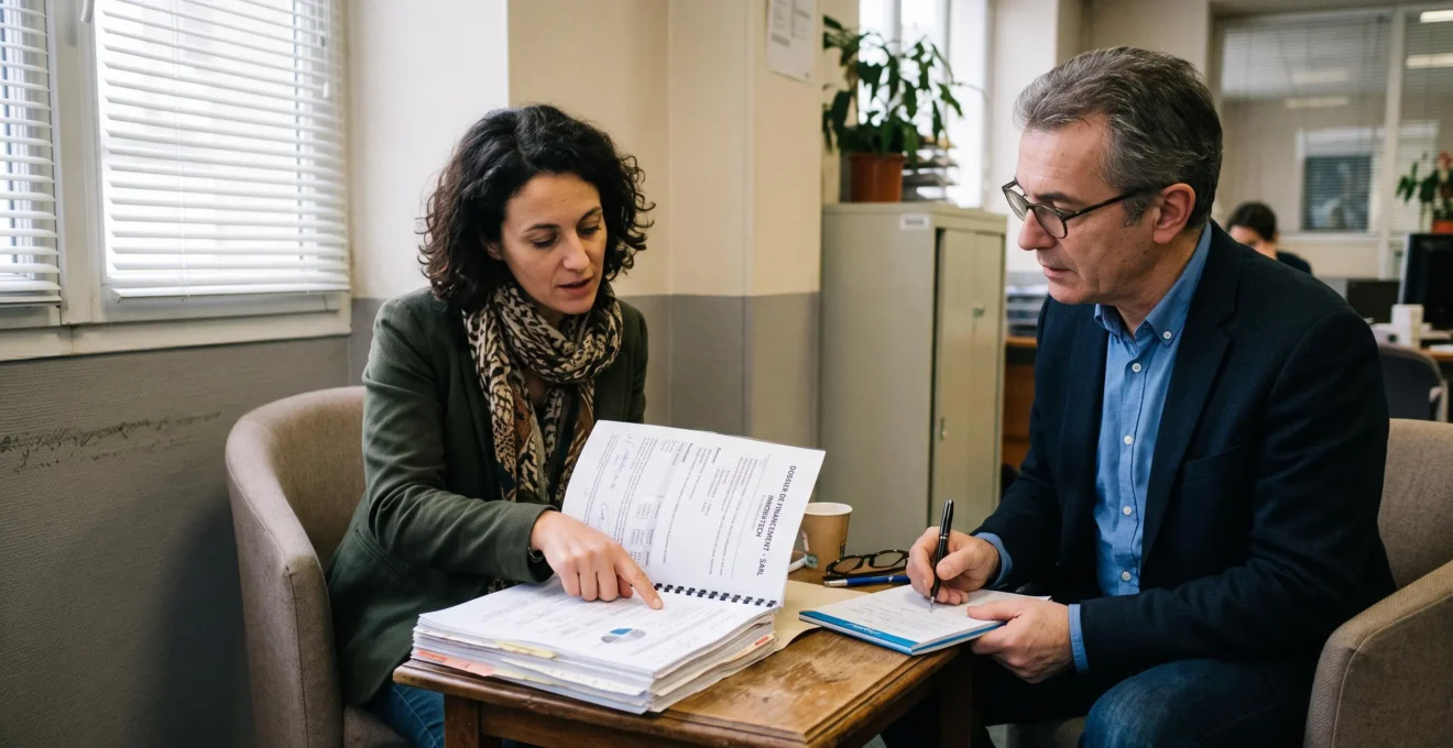 Une fondatrice échange avec un conseiller bancaire au sujet d'un financement de recrutement.